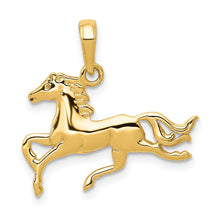 Load image into Gallery viewer, 14k Yellow Gold Polished Running Horse Pendant, 20mm