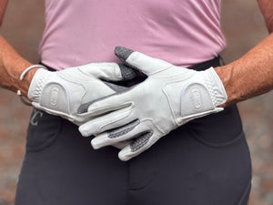 CorrectConnect Oil-Tac Copper Tech Leather Premium Riding Glove in White