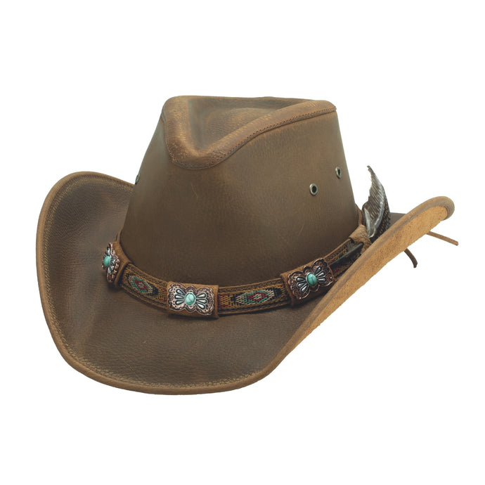 Bullhide Roswell Leather Outback Hat 4098BZ