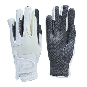 CorrectConnect Oil-Tac Copper Tech Leather Premium Riding Glove in White