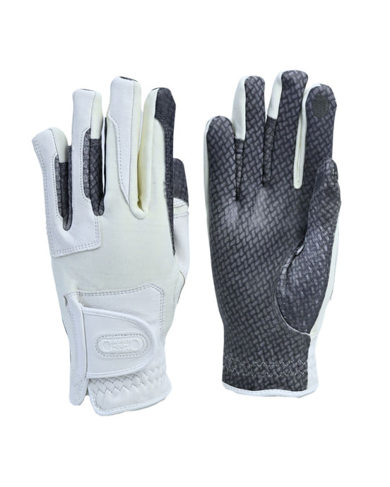 CorrectConnect Oil-Tac Copper Tech™️ Leather Premium Riding Glove in White
