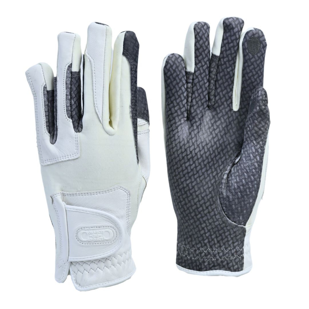 CorrectConnect Oil-Tac Copper Tech Leather Premium Riding Glove in White