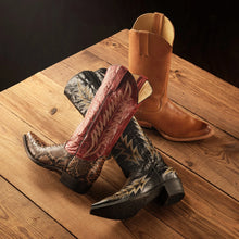 Load image into Gallery viewer, Stetson Women&#39;s Ember Red Python Snip Toe Boots 4036