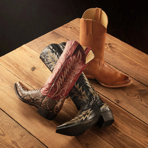 Stetson Women's Ember Red Python Snip Toe Boots 4036