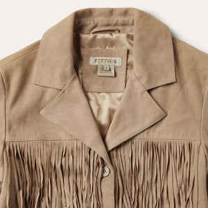 Stetson Womens Light Tan Fringe Suede Jacket 11-098-0539-0074-TA