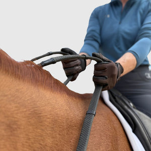 CorrectConnect Super Grip Reins -Heavy Rubber Rein for Ultimate Grip- Hand Stops 5" (13cm) Apart