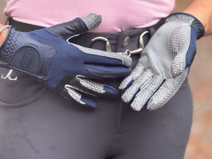 CorrectConnect Oil-Tac Copper Tech™️ Leather Premium Riding Glove in Navy