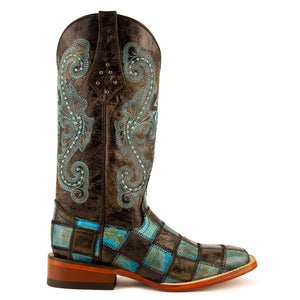 Ferrini Women's Patchwork Leather Square Toe Boots 81393-50