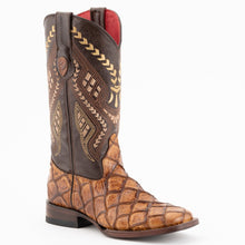 Load image into Gallery viewer, Ferrini Women&#39;s Bronco Pirarucu Print Square Toe Boots 93393-61