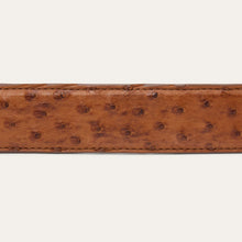 Load image into Gallery viewer, Stetson Women's Antique Cognac Ostrich Tapered Tab Belt