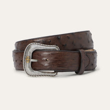 Load image into Gallery viewer, Stetson Men's Mocha Brown Ostrich Western Tab Belt