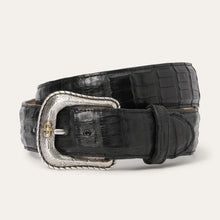 Load image into Gallery viewer, Stetson Men's Black Classic Caiman Western Tab Belt