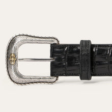 Load image into Gallery viewer, Stetson Men's Black Classic Caiman Western Tab Belt