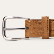 Load image into Gallery viewer, Stetson Men's Antique Cognac Ostrich Western Tab Belt - 1 1/4" Width