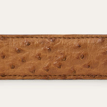 Load image into Gallery viewer, Stetson Men's Antique Cognac Ostrich Western Tab Belt - 1 1/4" Width