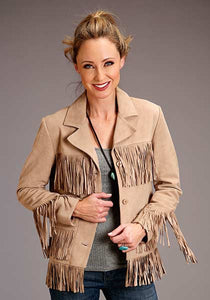 Stetson Womens Light Tan Fringe Suede Jacket 11-098-0539-0074-TA