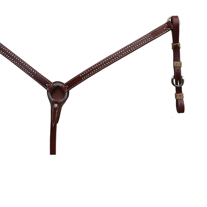 Alamo Saddlery 1 Inch Breast collar heavy oiled harness leather loops and spots 3014-HP
