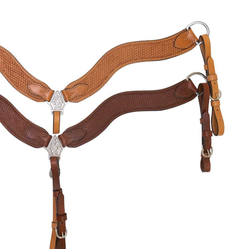 Alamo Saddlery 3017-K 2-1/2 Inch Wave breast collar golden leather basket tooling 3017-K