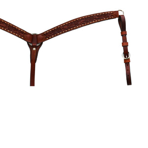Alamo Saddlery 1-3/4 Inch Contour breast collar toast leather AA tooling with buckstitch 3023-AB