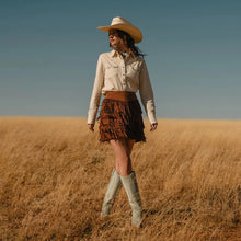 Load image into Gallery viewer, Stetson Women's Brown Lamb Suede Fringe Mini Skirt 0008