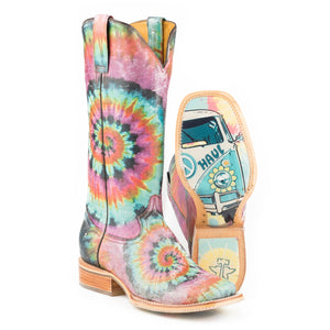 Tin Haul Women's Groovy / Tie Dye Camper Square Toe Boots 14-021-0007-1275 MU