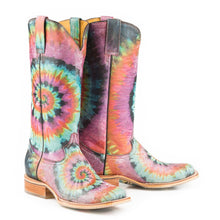 Load image into Gallery viewer, Tin Haul Women&#39;s Groovy / Tie Dye Camper Square Toe Boots 14-021-0007-1275 MU