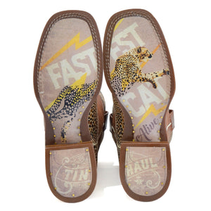 Tin Haul Women's Golden Cheetah / Fastest Cat Alive Square Toe Boots 14-021-0007-1493 MU