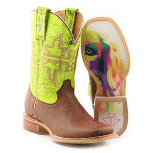 Tin Haul Women's Neon Glow / Girls 2Nd Best Friend Square Toe Boots 14-021-0007-1475 BR