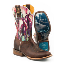 Load image into Gallery viewer, Tin Haul Women&#39;s Highbrow Horses/True Love Square Toe Boots 14-021-0077-1403 BR