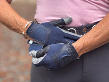 Load image into Gallery viewer, CorrectConnect Oil-Tac Copper Tech™️ Leather Premium Riding Glove in Navy