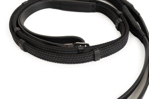 CorrectConnect Sure Grip Rubber Reins with 4" Rein Stops-Superb Slim Rubber Woven Grip