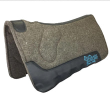 Load image into Gallery viewer, Colorado 100% Grey Wool Saddle Pad with Black Leather and Turquoise Stitching 19-158