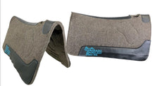 Load image into Gallery viewer, Colorado 100% Grey Wool Saddle Pad with Black Leather and Turquoise Stitching 19-158