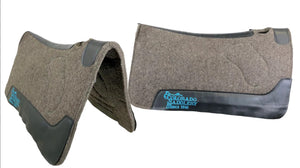 Colorado 100% Grey Wool Saddle Pad with Black Leather and Turquoise Stitching 19-158