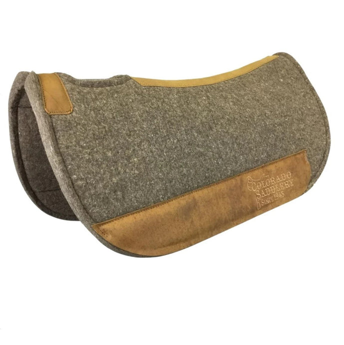 Colorado Chocolate Grey 100% Pressed Wool Ultimate Trail Saddle Pad with Brown Stitching 19-218