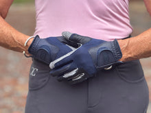 Load image into Gallery viewer, CorrectConnect Oil-Tac Copper Tech™️ Leather Premium Riding Glove in Navy
