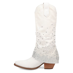 Dingo Women's Eye Candy White Denim Snip Toe Boot DI177