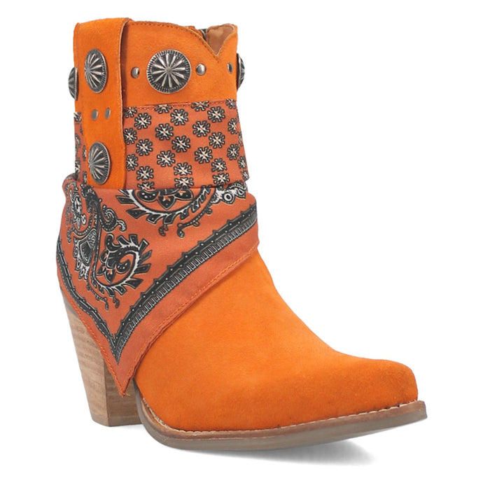 Dingo Women's Bandida Orange Leather Narrow Toe Boot DI184