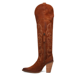 Dingo Women's Primadonna Suede Brown Leather Snip Toe Boot DI2190