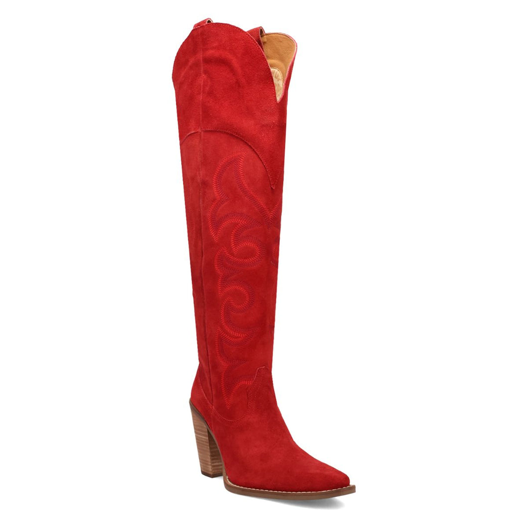 Dingo Women's Primadonna Suede Red Leather Snip Toe Boot DI2190