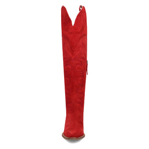 Dingo Women's Primadonna Suede Red Leather Snip Toe Boot DI2190