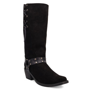 Dingo Men's Bronco Suede Black Leather Square Toe Boot DI2230