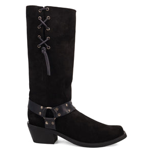 Dingo Men's Bronco Suede Black Leather Square Toe Boot DI2230