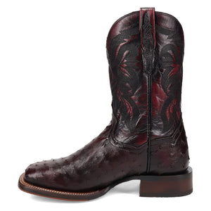 Dan Post Men's Alamosa Ostrich Black Cherry Square Toe Boot DP5012