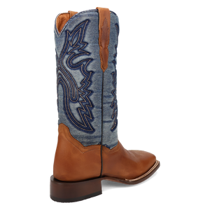 Dan Post Women's Ellie Leather Tan/Denim Square Toe Boot DP4572