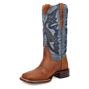 Dan Post Women's Ellie Leather Tan/Denim Square Toe Boot DP4572