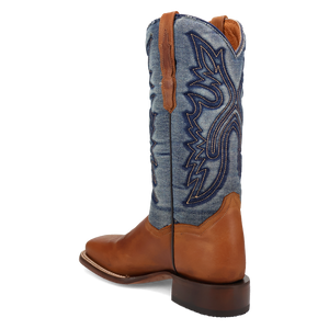 Dan Post Women's Ellie Leather Tan/Denim Square Toe Boot DP4572