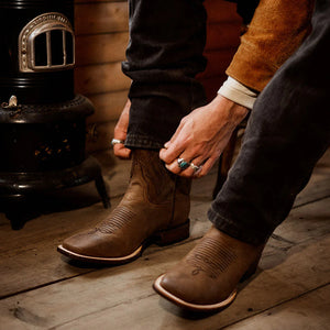 Stetson Men's Bowie Brown Leather Square Toe Boots 4079