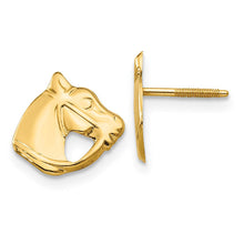 Load image into Gallery viewer, Kids Horse Head Screw Back Post Earrings in 14k Yellow Gold