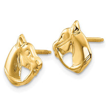 Load image into Gallery viewer, Kids Horse Head Screw Back Post Earrings in 14k Yellow Gold